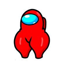 a red among us character with a blue circle around his head