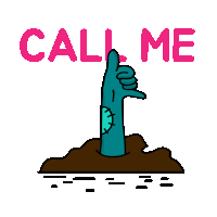 a cartoon of a zombie hand sticking out of the ground with the words call me written above it