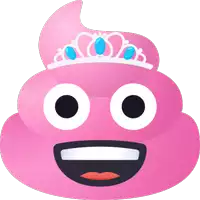 a pink poop with a tiara on it 's head