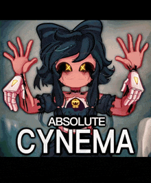 a poster for absolute cynema with a cartoon girl