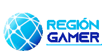 a logo for region gamer has a blue globe in the center