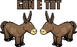 two donkeys are standing next to each other with the words " gone tot " written above them