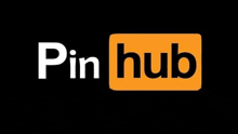 the pin hub logo is on a black background and looks like a pornhub logo .