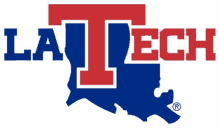 a logo for la tech with a map of louisiana on it