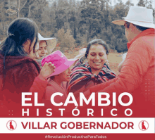 a poster for villar gobernador shows a group of people standing next to each other