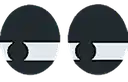 a pair of black and white circles with a white stripe on the bottom .