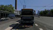 a daf truck is parked on the side of the road in a video game