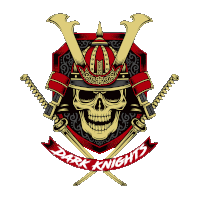 a logo for the dark knights with a skull in a helmet