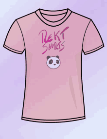 a pink t-shirt with a panda and the words " rekt shirts " on it