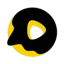 a black circle with a yellow circle in the middle