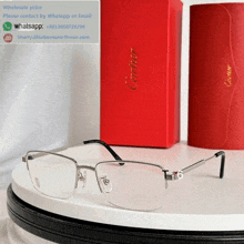 a pair of cartier glasses sits on a table