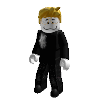 a roblox character wearing glasses and a black shirt with a smiley face on it