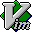 a pixel art drawing of a letter v with a green background and a white border .