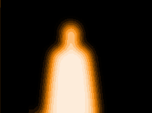 a drawing of a person with a light coming out of it