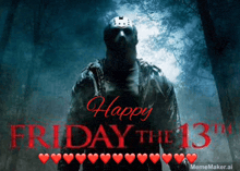 a poster for friday the 13th with jason voorhees in the woods