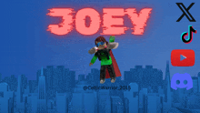 a cartoon character with the name joey written above him