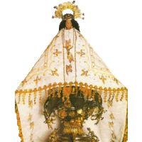 a statue of a woman wearing a white and gold dress