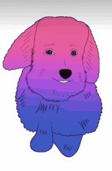 a drawing of a bisexual dog with a pink and blue coat