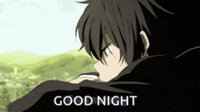 a picture of a boy with the words good night written on the bottom