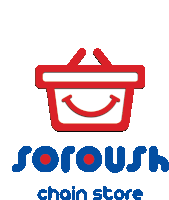 a logo for soroush chain store with a basket with a smile on it