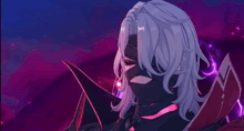 a video game character named rerir has a purple background