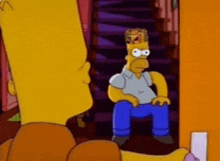 a cartoon of homer simpson sitting on a couch