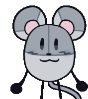 a cartoon mouse with a pink ear and a tail