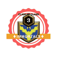 a clash of clans logo with a shield and the number 3