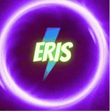 a purple circle with a lightning bolt and the name eris