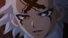 a close up of a person 's face with a x on it