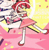 a cartoon girl in a pink dress is surrounded by a circle that says " me eyes broken that i can '