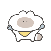 a drawing of a sheep wearing a bib and holding a fork and spoon