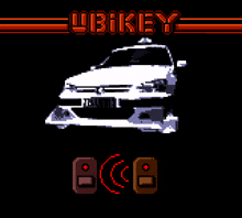 a pixel art image of a white car with the words ubikey written above it