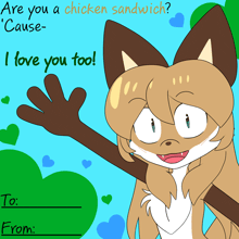 a cartoon of a fox with the words " are you a chicken sandwich "