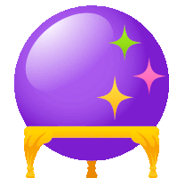 a purple ball on a stand with a yellow base