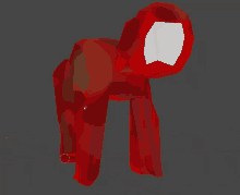 a 3d model of a red hooded figure