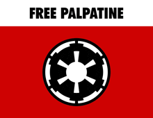 a red background with the words free palpatine on the top