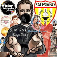 a poster with a man wearing a mask and the word salesiano