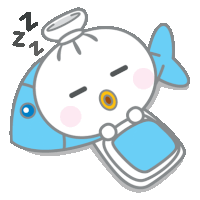 a cartoon drawing of a fish with a sleeping angel on it