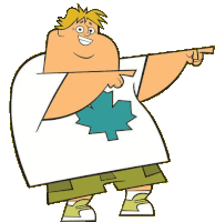 a cartoon character from total drama is pointing at something .