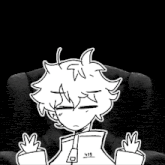 a drawing of a person sitting in a chair with the number 419 on their shirt
