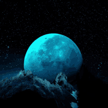 a full blue moon is visible in the night sky