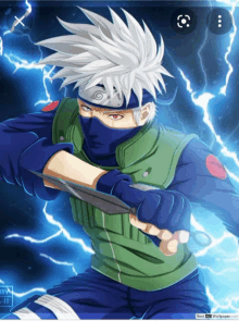 kakashi hatake from naruto is holding a knife in his hand