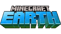 a blue and green logo for minecraft earth on a white background