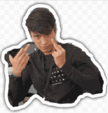 a sticker of a man making a middle finger gesture