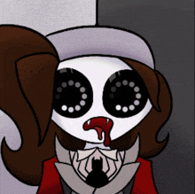 a cartoon drawing of a vampire with blood dripping from its mouth