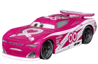 a pink and white race car with the number 00 on it