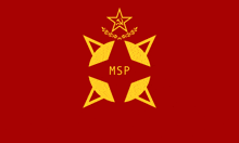 a red background with a yellow star and the words msp