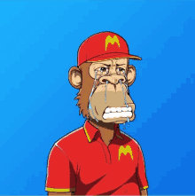 a cartoon of a monkey wearing a mcdonald 's hat