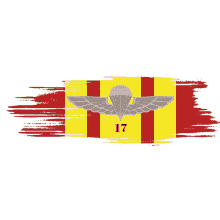 a flag with a parachute and the number 17